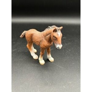 2002 Schleich Germany Brown Foal Figurine Horse Figure Clydesdale